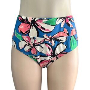Catalina Swim Floral Soft Band High Folded Waist Bikini Bottoms Plus Size 1X 16W